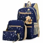 Sac à dos motif étoiles avec pendentif ours 3 séries à la mode avec un fond blanc