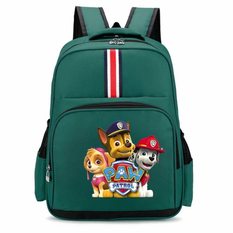 Sac à dos Pat Patrouille en plastique de qualité vert avec motifs chiens devant