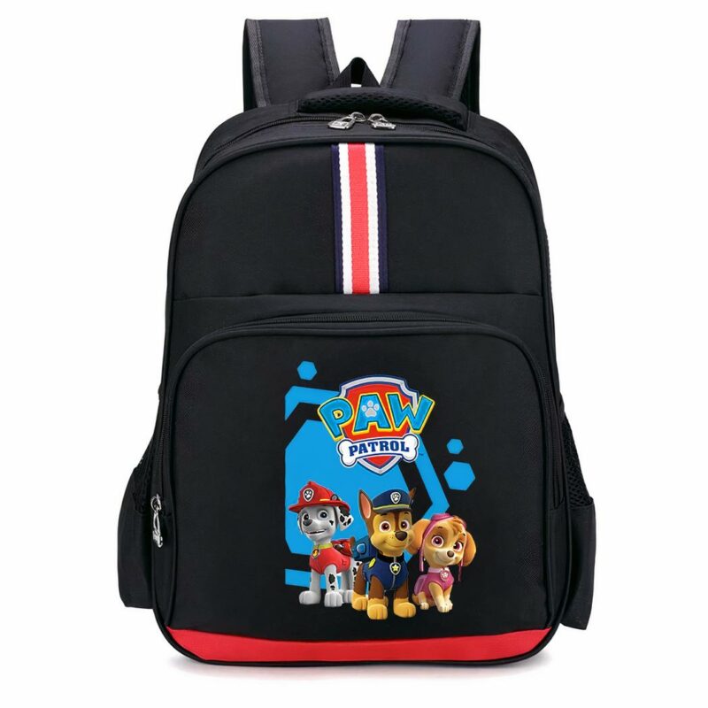 Sac à dos Pat Patrouille motif rayure noir et rouge