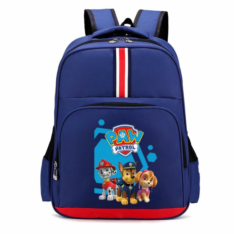 Sac à dos Pat Patrouille motif rayure bleu avec un fond blanc