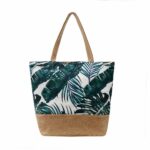 Sac de plage à fleurs bandoulière pour femme marron et feuille vert