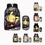 Sac à dos Pokemon Pikachu pour enfants avec trousse assortie avec motif devant.