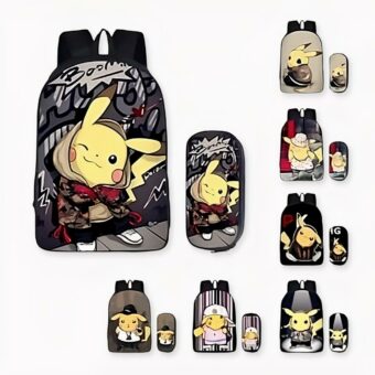 Sac à dos Pokemon Pikachu pour enfants avec trousse assortie avec motif devant.