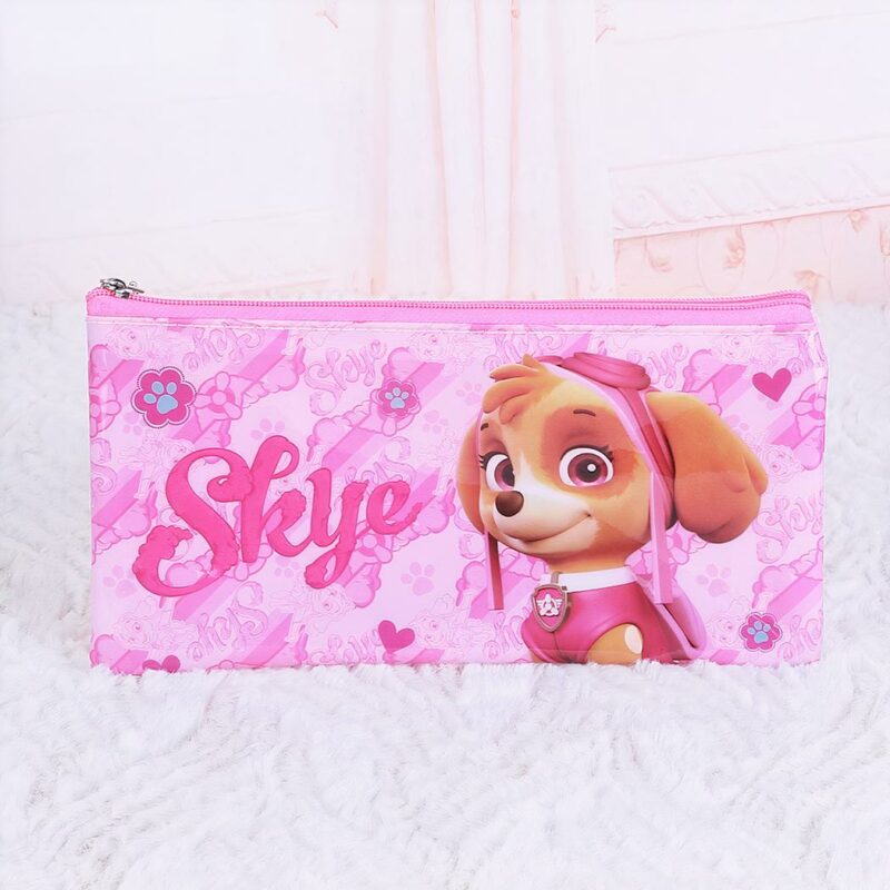 Trousse scolaire Pat'Patrouille rose avec un fond blanc
