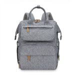 Sac à dos multifonctionnel étanche pour maman gris avec un fond blanc