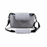 Sac de rangement de poussette couleur unie gris avec un fond blanc