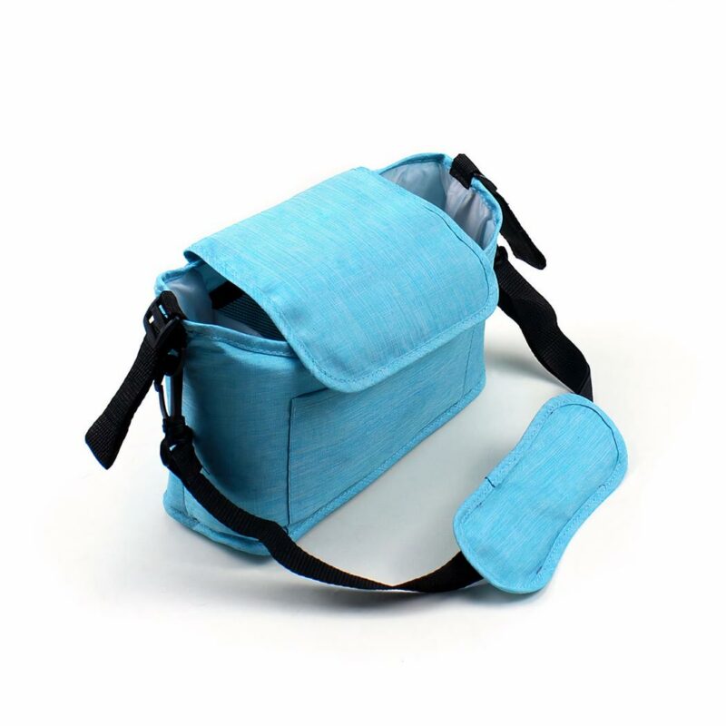 Sac de rangement de poussette couleur unie bleu avec un fond blanc