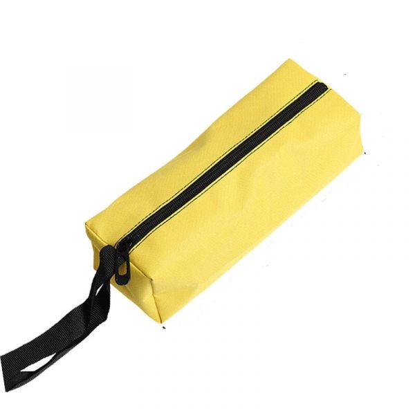 Trousse de rangement couleur unie en polyester jaune avec un fermeture noir