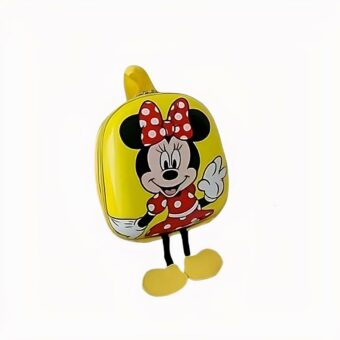 Sac à dos Disney pour enfant - Mickey ou Minnie jaune et avec un fond une table avec des détails