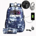 Sac à dos Fortnite avec trousse assortie et chargeur USB, bonne qualité et très tendance.