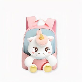 Sac à dos lilliputien pour petite fille avec licorne, bleu et rose.