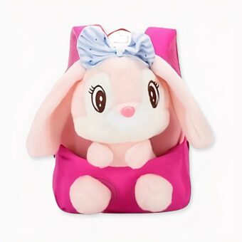 Sac à dos mignon avec lapin aux grandes oreilles pour petites filles, couleur rose. Bonne qualité et très à la mode.