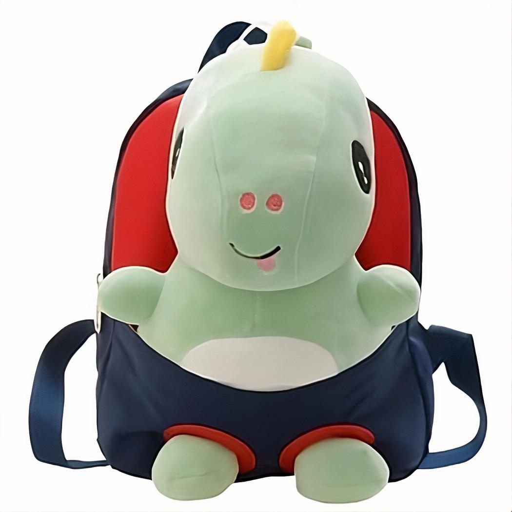 Sac à dos rouge pour enfant peluche avec bébé dinosaure vert Mon