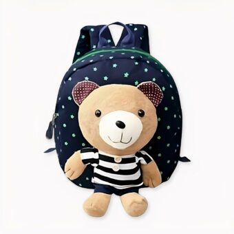 Sac à dos maternelle avec ourson en peluche marron. Bonne qualité et très à la mode.