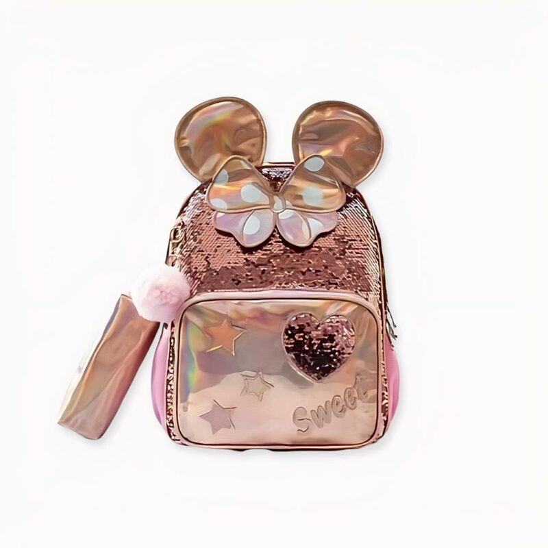 Sac à dos rose à paillette pour petite fille, bonne qualité et très tendance.