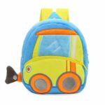 Sac à dos léger et coloré pour bébé bleu avec motif voiture jaune