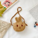Sac de CP en peluche à bandoulière en forme de petite tête de lapin, bonne qualité et à la mode