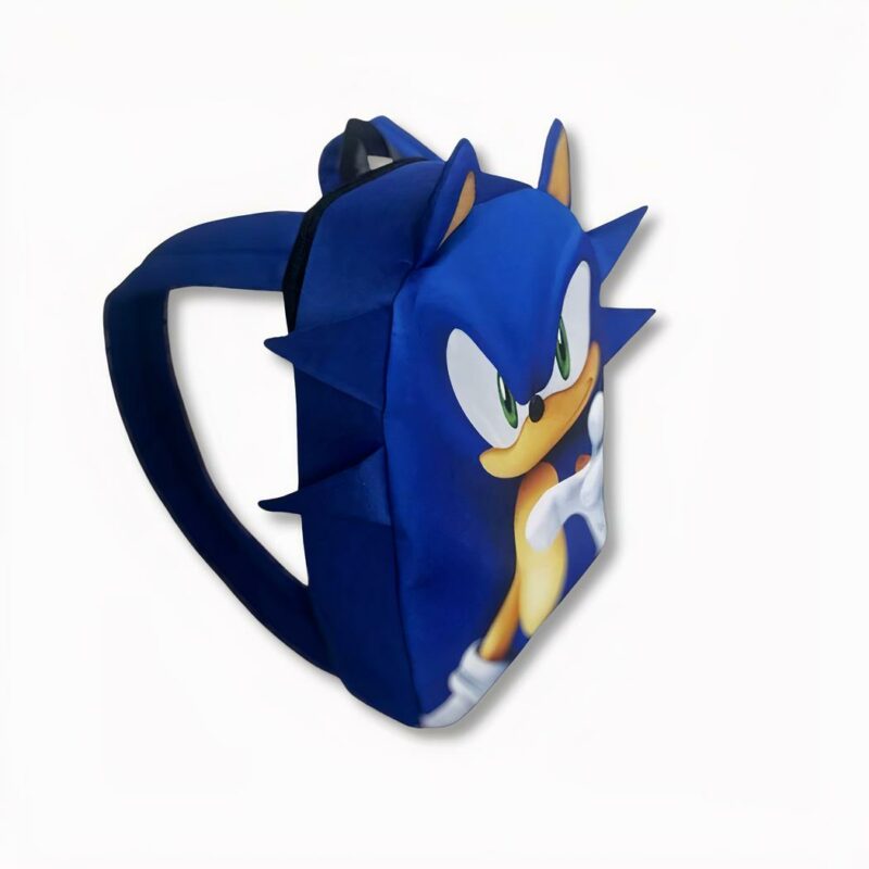 Petit sac à dos bleu pour enfant à l'effigie de Sonic sur fond gris clair