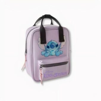 Petit sac à dos violet pour enfant à l'effigie de Stitch sur fond gris clair