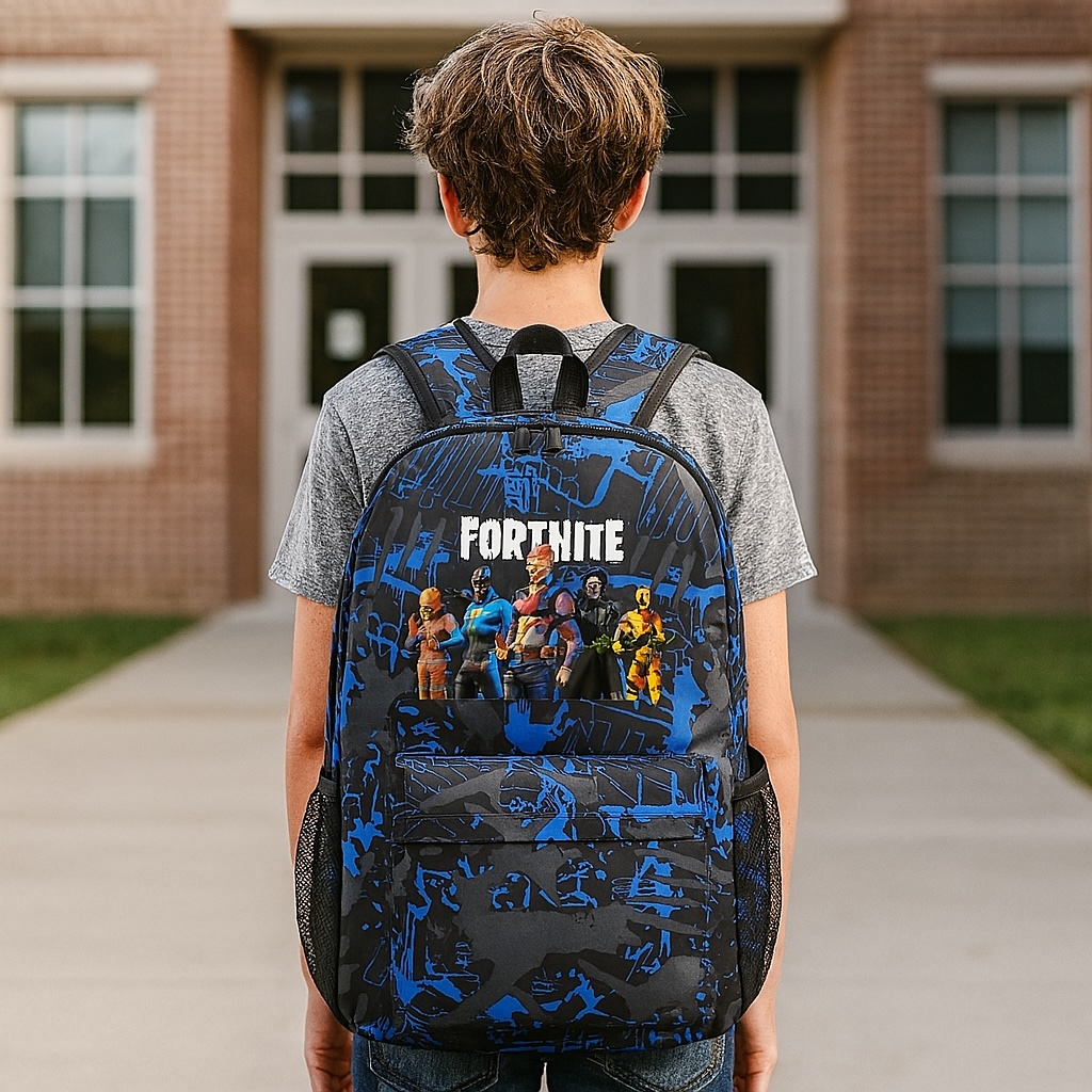 Sac à dos Fortnite bleu et noir ensemble 3 pièces – Image 8