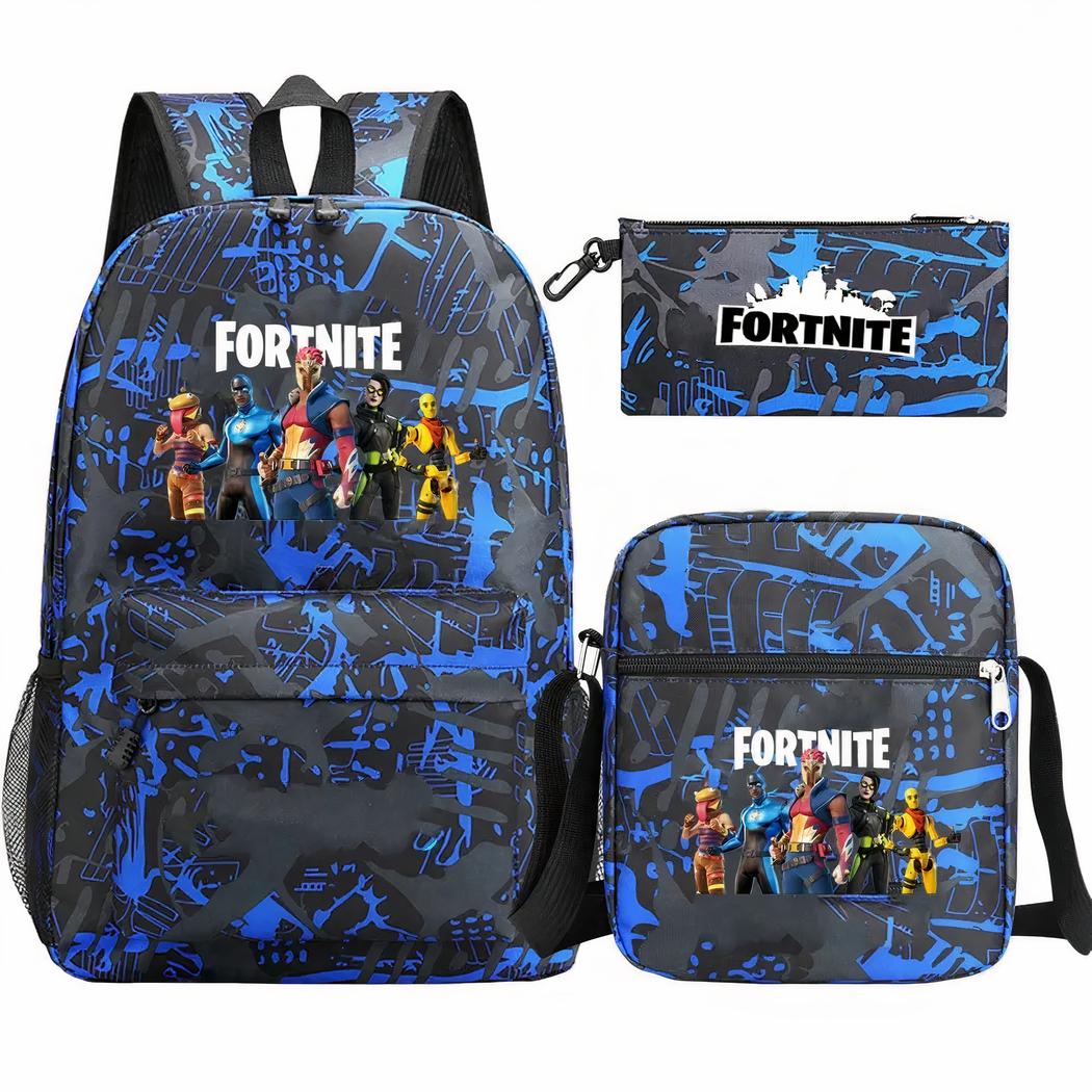Sac à dos Fortnite bleu et noir ensemble 3 pièces – Image 4