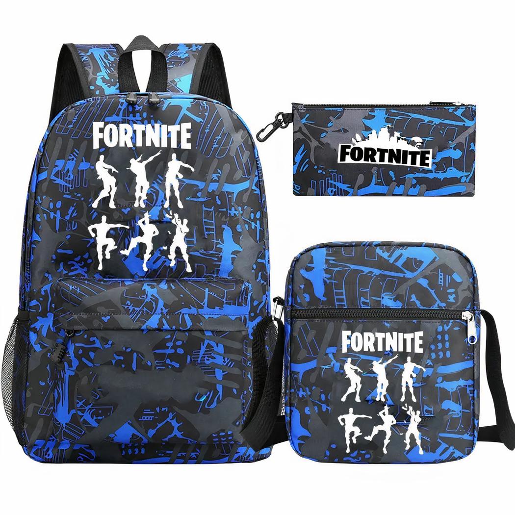 Sac à dos Fortnite bleu et noir ensemble 3 pièces – Image 6