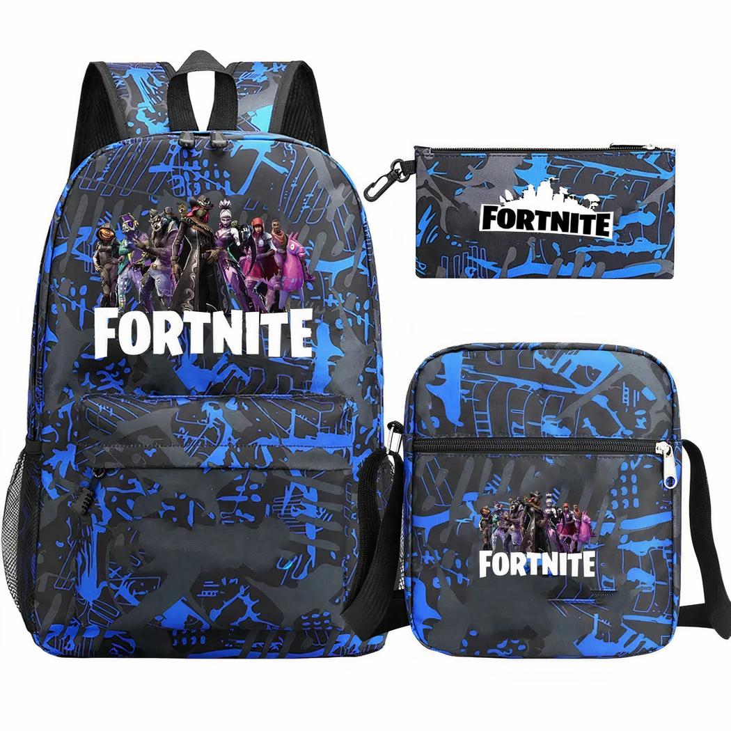 Sac à dos Fortnite bleu et noir ensemble 3 pièces – Image 5