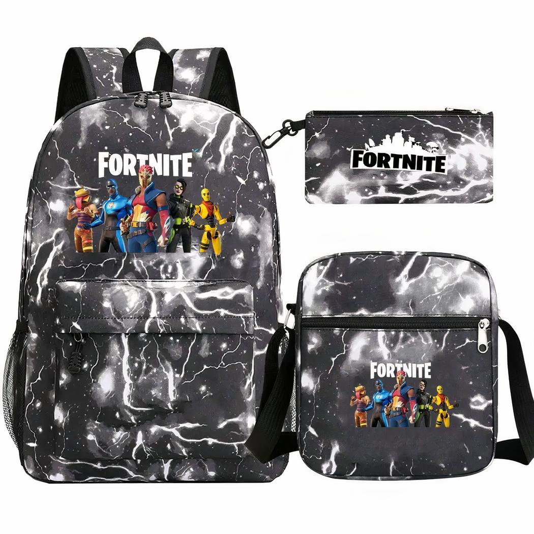 Sac à dos Fortnite gris et noir ensemble 3 pièces – Image 3