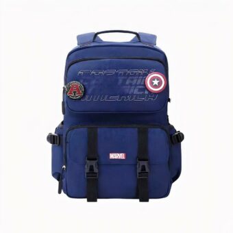 Sac à dos bleu d'écolier avec multipoches