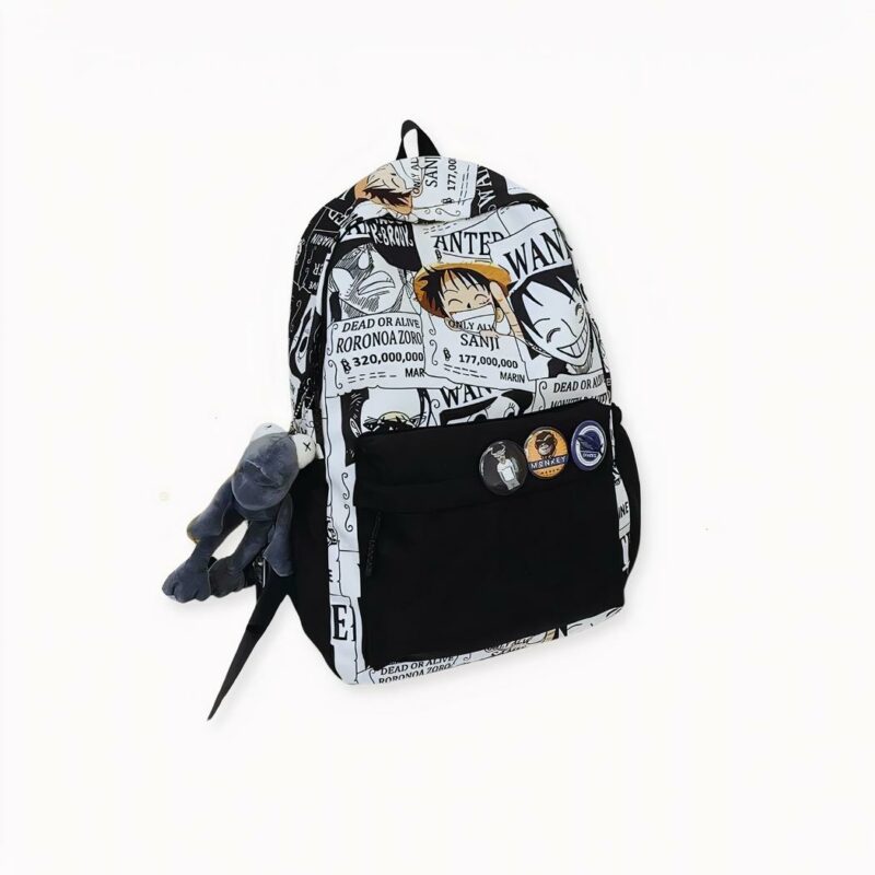 Optez pour un de nos modèles de sac à dos One piece affiche wanted, disponible en quatre design différents, avec des accessoires comme un porte-clé et des pins. De quoi ajouter du fun à votre sac à dos. Il fera sensation auprès des fans de cette série très en vogue.