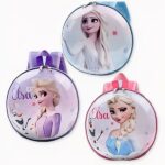 3 petits sacs à dos ronds reine des neiges pour enfant: un violet, un rose et un bleu