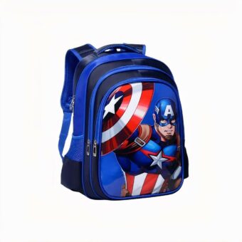 Sac à dos bleu Captain America de l'univers Marvel. Avec le héros sur le devant